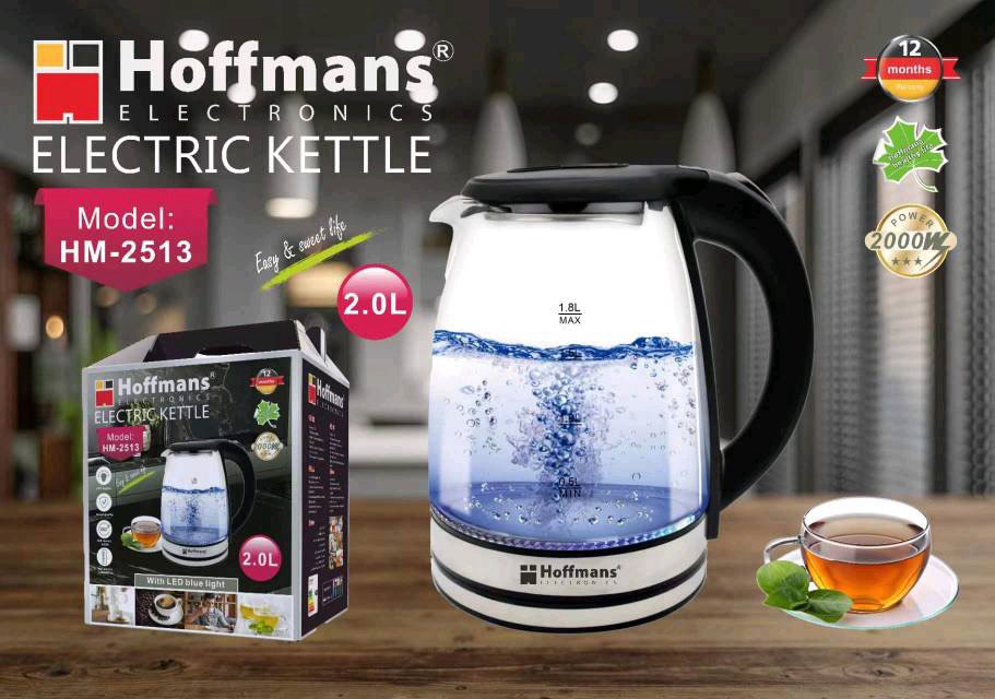  Электрочайник Hoffmans стекло 2L 1800W HM-2513 (12)(11267)(30) 11267