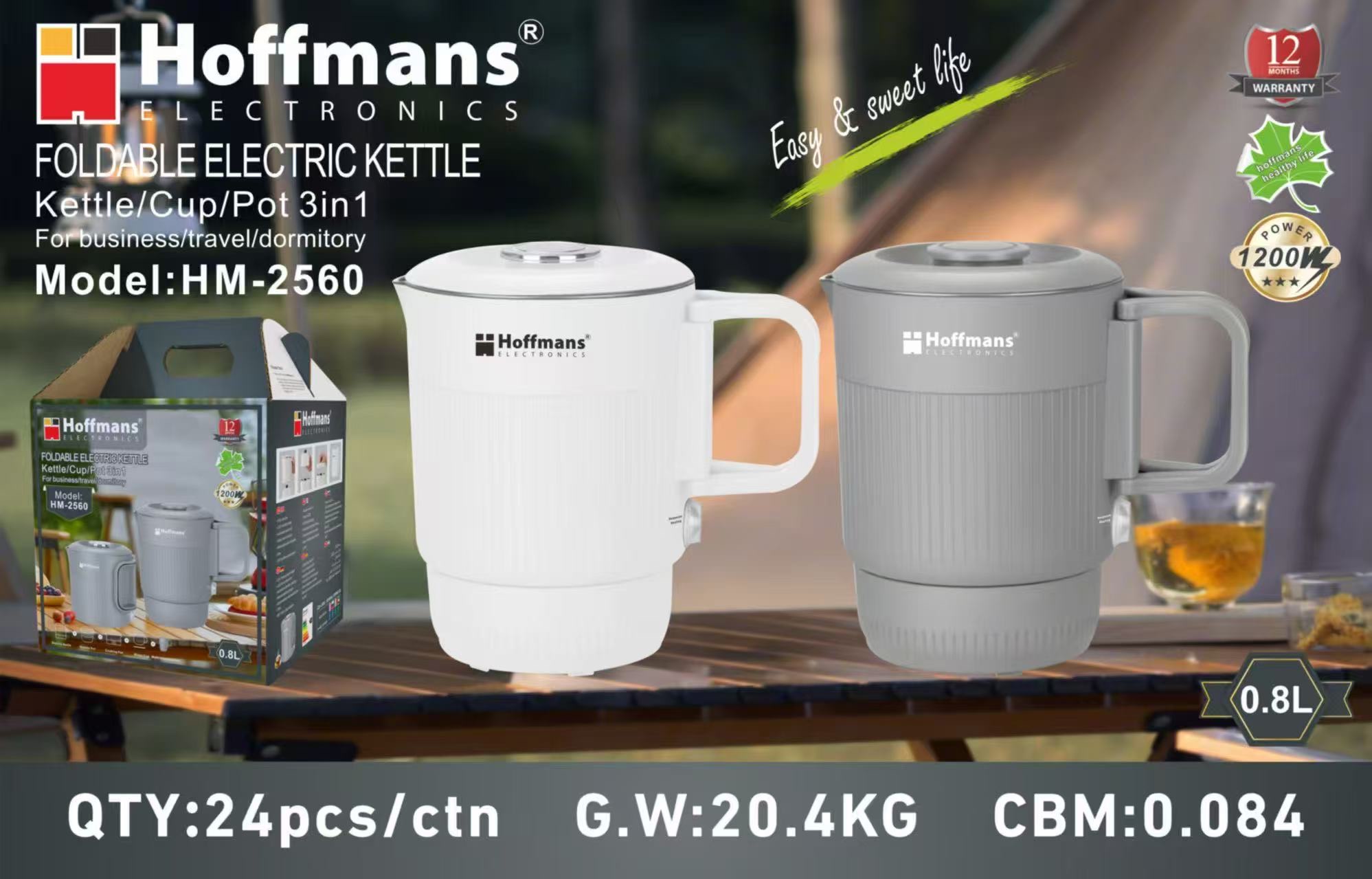  Электрочайник - кастрюля Hoffmans 0,8L 1200W HM-2560 (24)(11376)(44) 11376