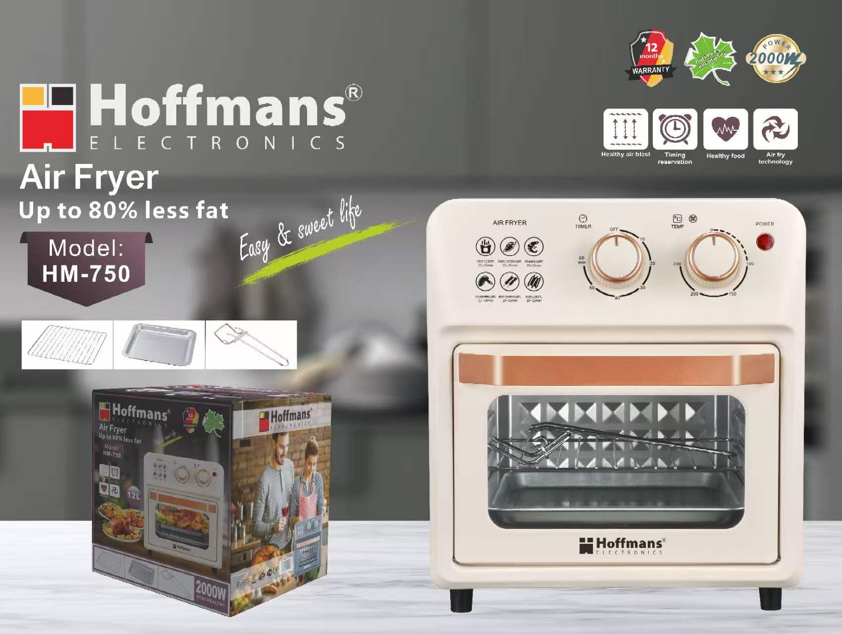  Аэрофритюрница Hoffmans 12L 2000W  HM-750 (4)(11357)(44) 11357