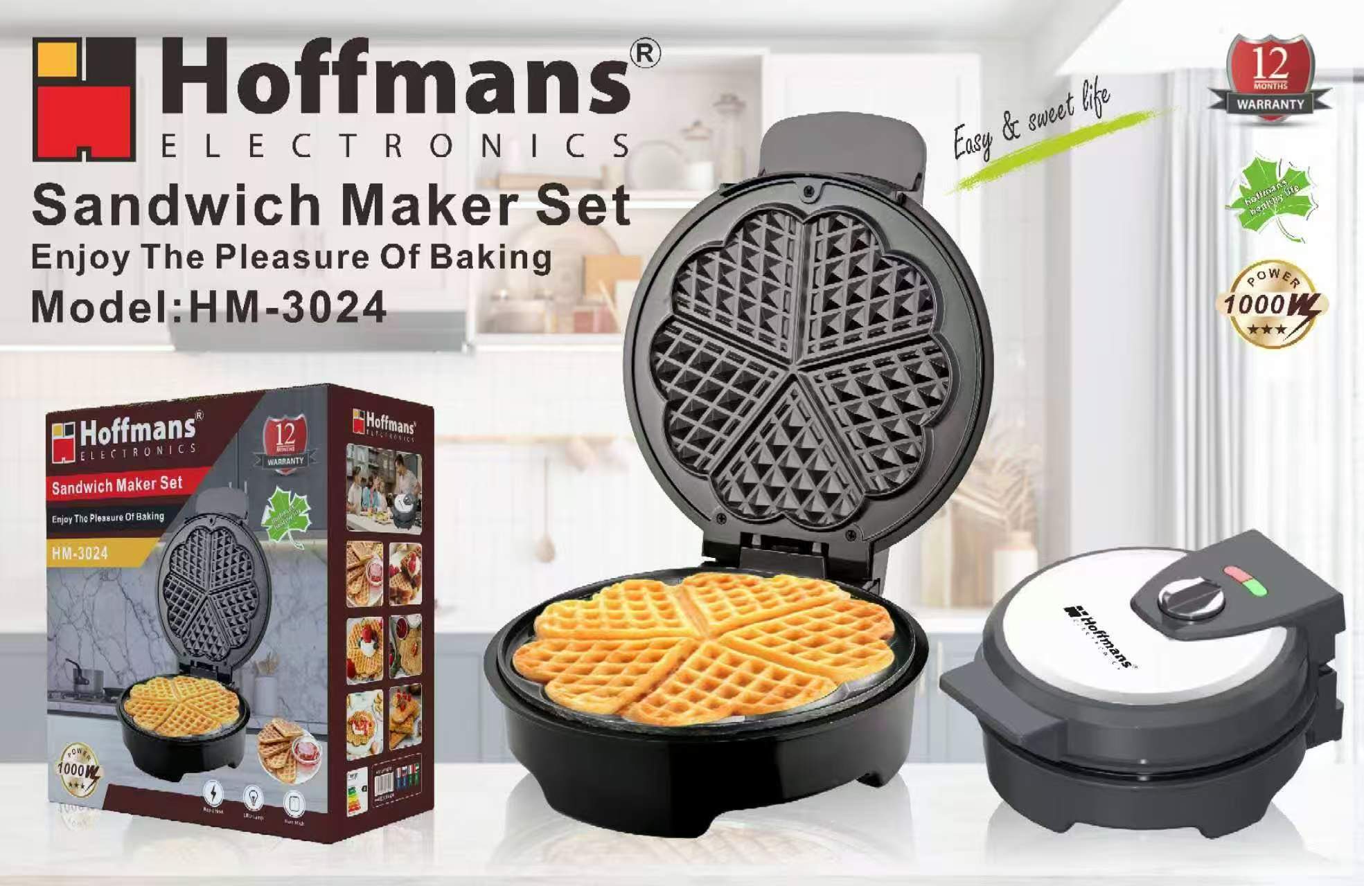  Вафельница Hoffmans 1000W HM-3024 (8)(11362)(44) 11362