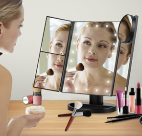  Зеркало для макияжа с LED подсветкой тройное  Folding mirror MAG-145(24)NGB23(10027)(24) 10027