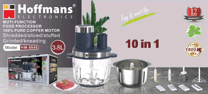  Металический измельчитель Hoffmans 10in1 3.8L 1800W HM-8849 (6)(11228)(24) 11228