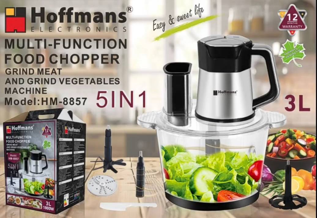  Электрический кухонный измельчитель  Hoffmans 3L 5in1 1800W  HM-8857 (8)(11346)(44) 11346