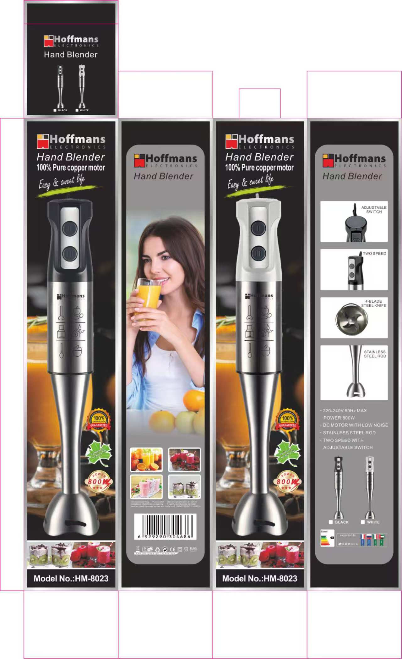 Погружной блендер Hoffmans 800W HM-8023 (24)(11338)(44) 11338