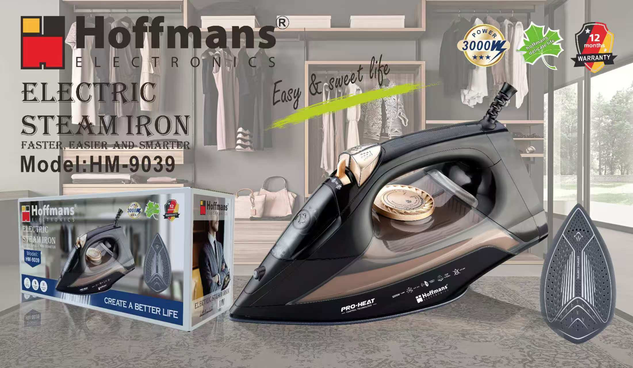  Утюг Hoffmans 3000W HM-9039 (10)(11341)(44) 11341